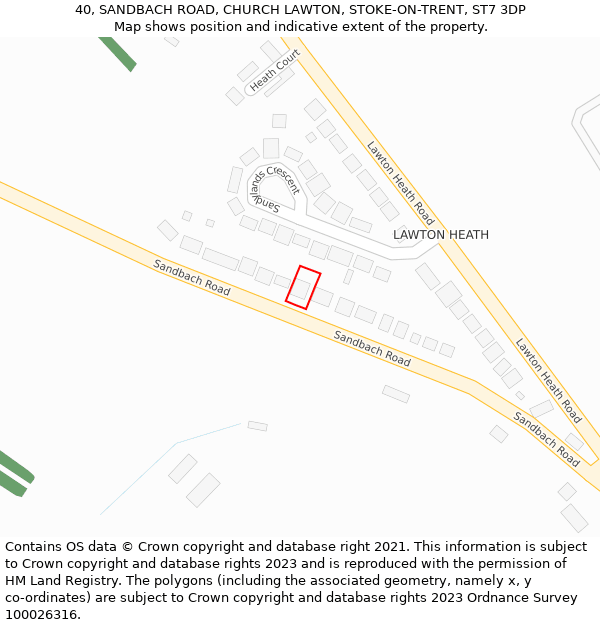 40, SANDBACH ROAD, CHURCH LAWTON, STOKE-ON-TRENT, ST7 3DP: Location map and indicative extent of plot
