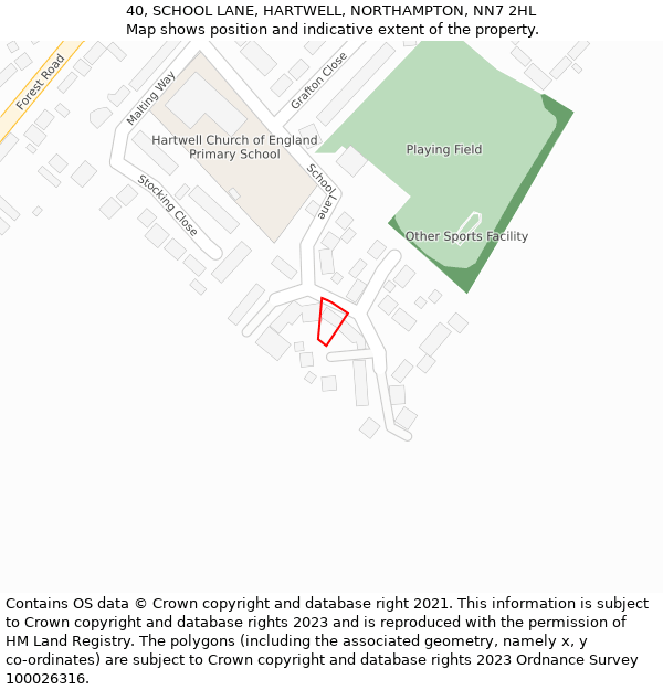 40, SCHOOL LANE, HARTWELL, NORTHAMPTON, NN7 2HL: Location map and indicative extent of plot
