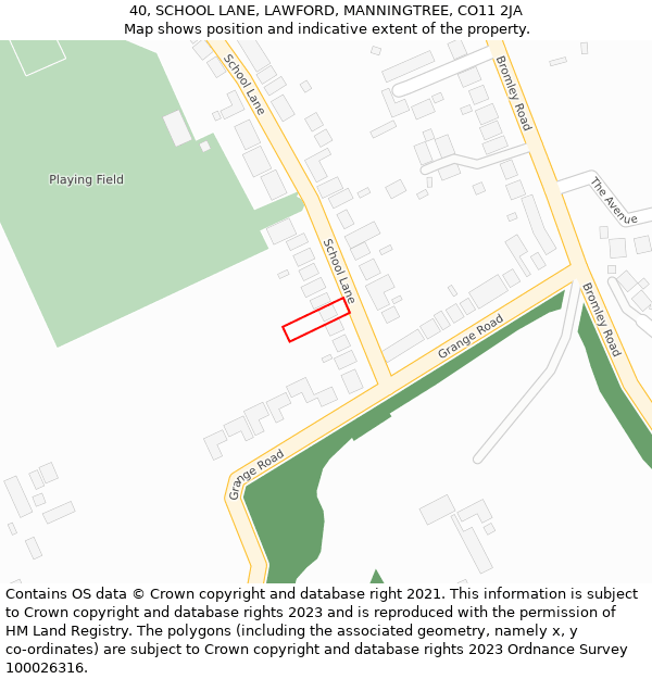 40, SCHOOL LANE, LAWFORD, MANNINGTREE, CO11 2JA: Location map and indicative extent of plot