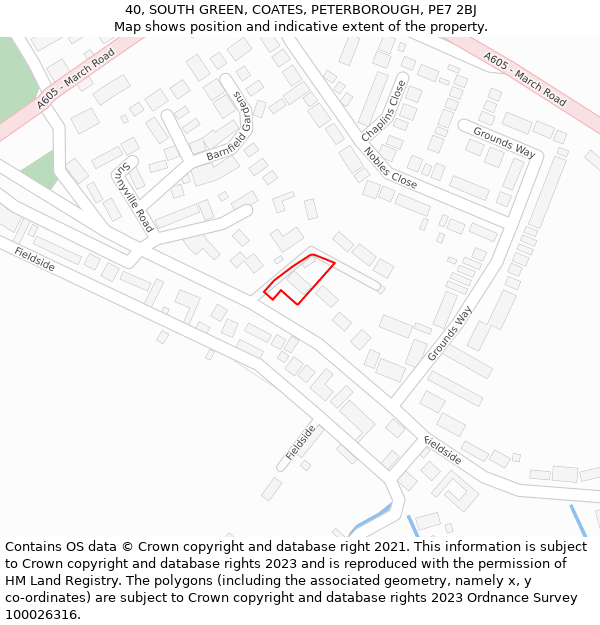 40, SOUTH GREEN, COATES, PETERBOROUGH, PE7 2BJ: Location map and indicative extent of plot