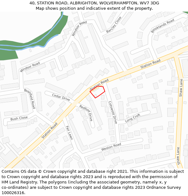 40, STATION ROAD, ALBRIGHTON, WOLVERHAMPTON, WV7 3DG: Location map and indicative extent of plot