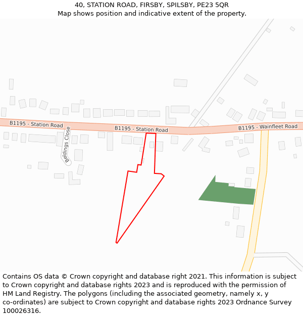 40, STATION ROAD, FIRSBY, SPILSBY, PE23 5QR: Location map and indicative extent of plot