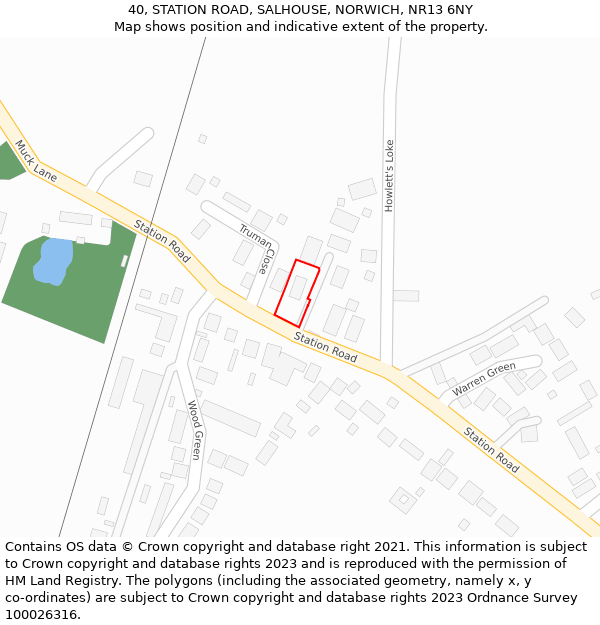 40, STATION ROAD, SALHOUSE, NORWICH, NR13 6NY: Location map and indicative extent of plot