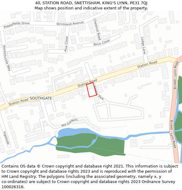 40, STATION ROAD, SNETTISHAM, KING'S LYNN, PE31 7QJ: Location map and indicative extent of plot