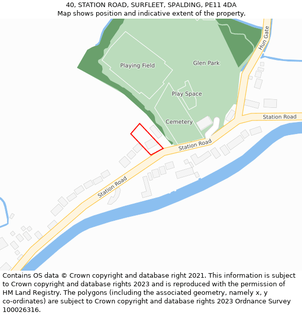40, STATION ROAD, SURFLEET, SPALDING, PE11 4DA: Location map and indicative extent of plot