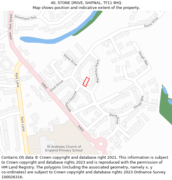 40, STONE DRIVE, SHIFNAL, TF11 9HQ: Location map and indicative extent of plot