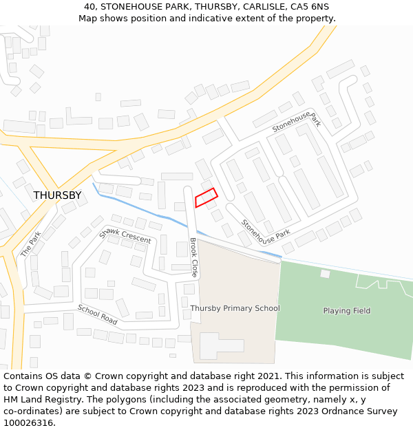 40, STONEHOUSE PARK, THURSBY, CARLISLE, CA5 6NS: Location map and indicative extent of plot