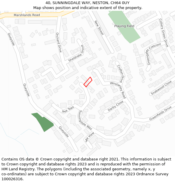 40, SUNNINGDALE WAY, NESTON, CH64 0UY: Location map and indicative extent of plot