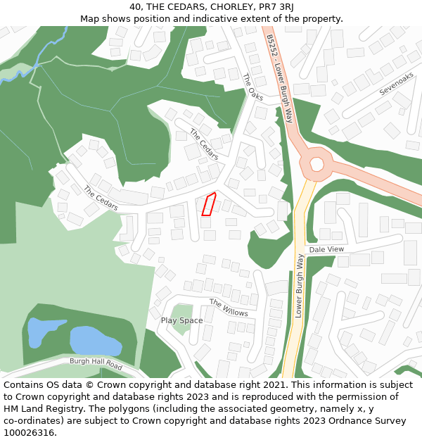 40, THE CEDARS, CHORLEY, PR7 3RJ: Location map and indicative extent of plot