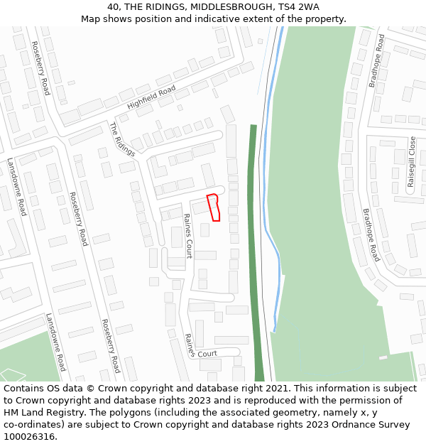 40, THE RIDINGS, MIDDLESBROUGH, TS4 2WA: Location map and indicative extent of plot