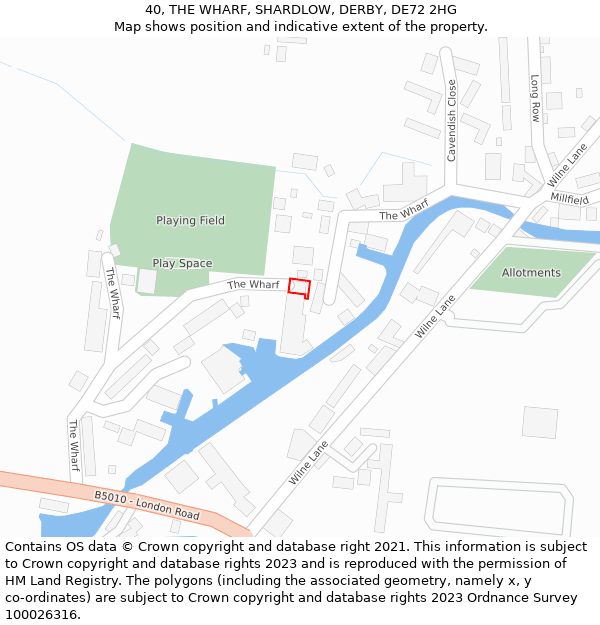 40, THE WHARF, SHARDLOW, DERBY, DE72 2HG: Location map and indicative extent of plot