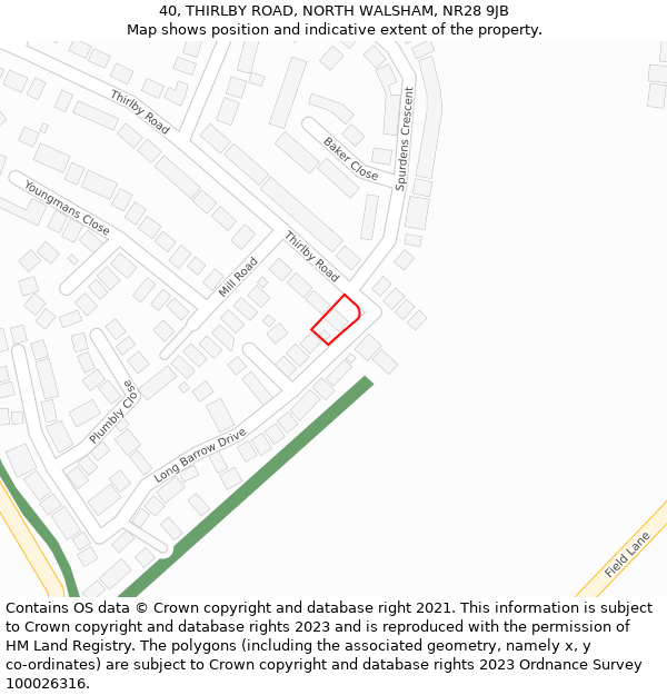 40, THIRLBY ROAD, NORTH WALSHAM, NR28 9JB: Location map and indicative extent of plot