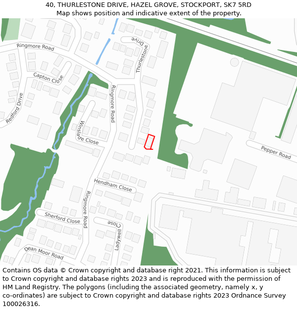 40, THURLESTONE DRIVE, HAZEL GROVE, STOCKPORT, SK7 5RD: Location map and indicative extent of plot