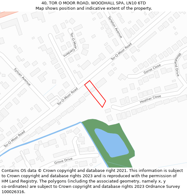 40, TOR O MOOR ROAD, WOODHALL SPA, LN10 6TD: Location map and indicative extent of plot