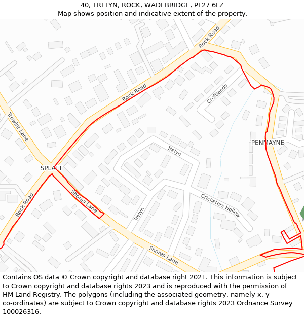 40, TRELYN, ROCK, WADEBRIDGE, PL27 6LZ: Location map and indicative extent of plot