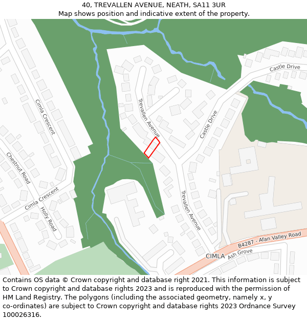 40, TREVALLEN AVENUE, NEATH, SA11 3UR: Location map and indicative extent of plot