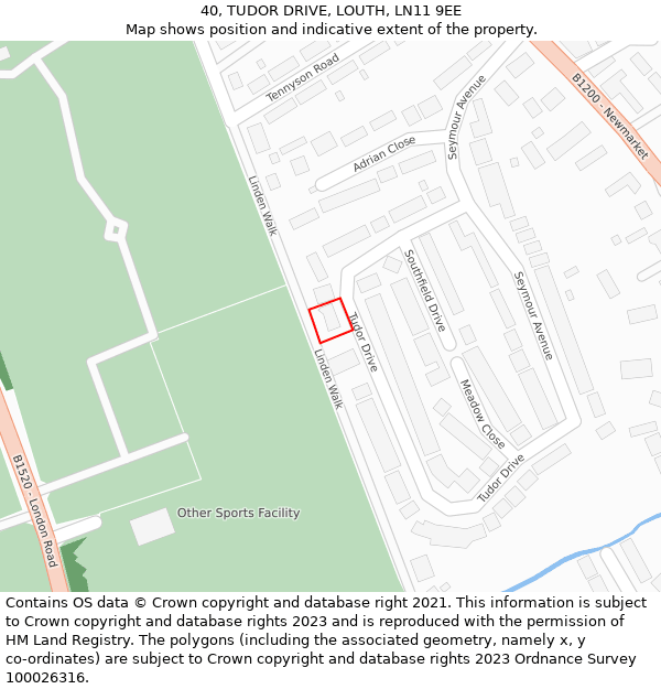 40, TUDOR DRIVE, LOUTH, LN11 9EE: Location map and indicative extent of plot