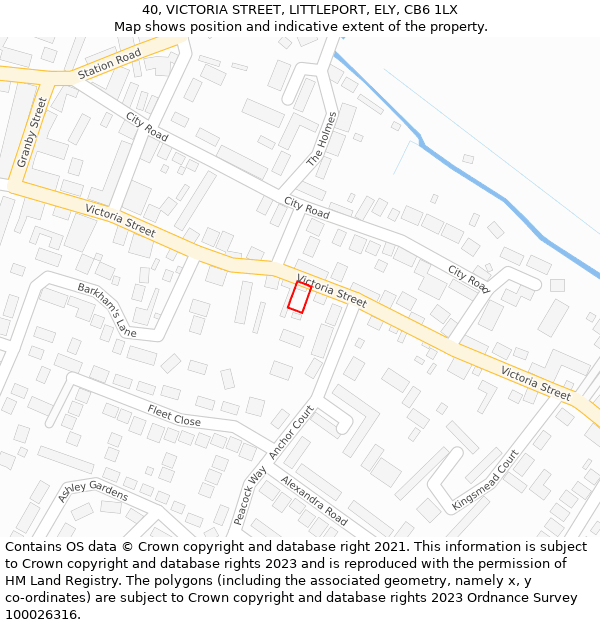 40, VICTORIA STREET, LITTLEPORT, ELY, CB6 1LX: Location map and indicative extent of plot