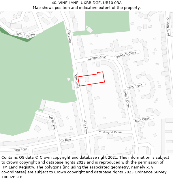 40, VINE LANE, UXBRIDGE, UB10 0BA: Location map and indicative extent of plot