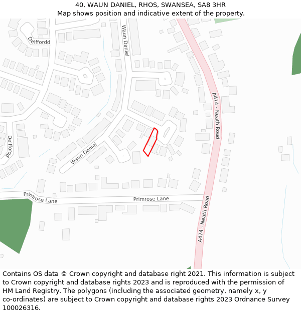 40, WAUN DANIEL, RHOS, SWANSEA, SA8 3HR: Location map and indicative extent of plot