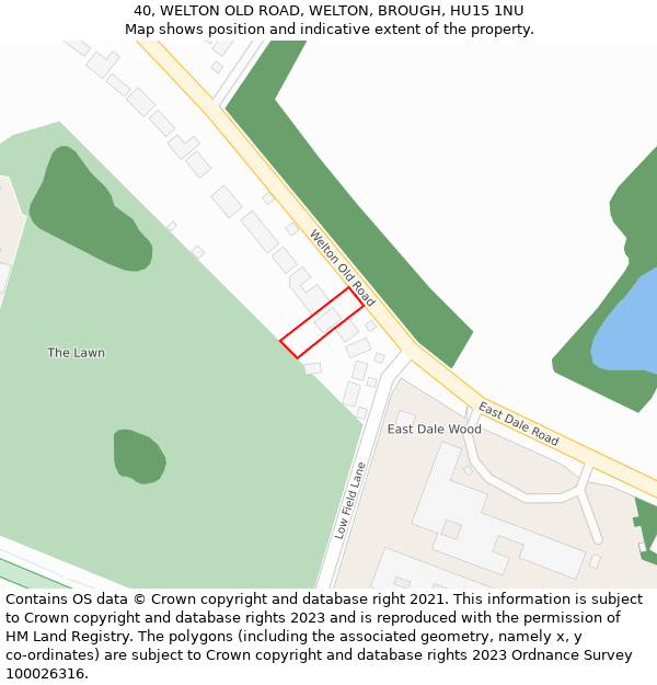 40, WELTON OLD ROAD, WELTON, BROUGH, HU15 1NU: Location map and indicative extent of plot