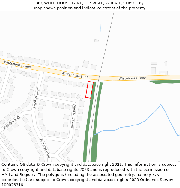 40, WHITEHOUSE LANE, HESWALL, WIRRAL, CH60 1UQ: Location map and indicative extent of plot