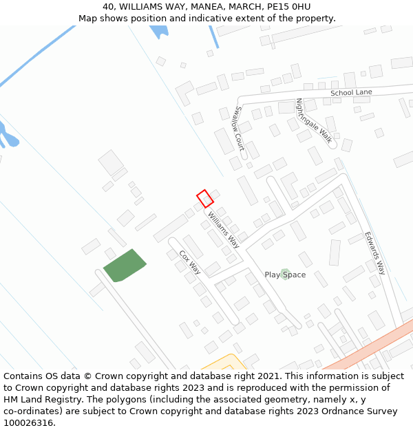 40, WILLIAMS WAY, MANEA, MARCH, PE15 0HU: Location map and indicative extent of plot