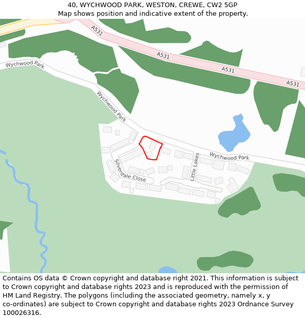 40, WYCHWOOD PARK, WESTON, CREWE, CW2 5GP: Location map and indicative extent of plot