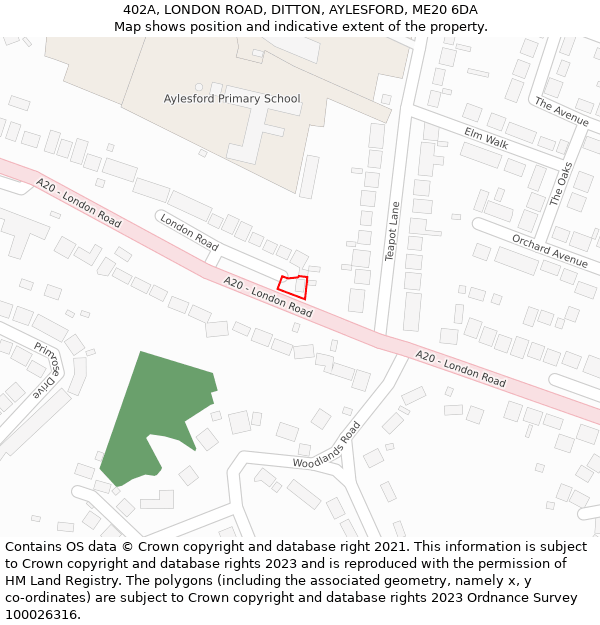 402A, LONDON ROAD, DITTON, AYLESFORD, ME20 6DA: Location map and indicative extent of plot