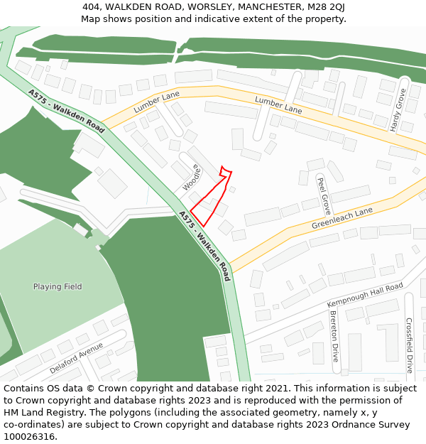 404, WALKDEN ROAD, WORSLEY, MANCHESTER, M28 2QJ: Location map and indicative extent of plot