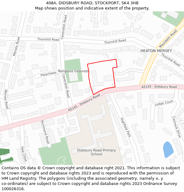 408A, DIDSBURY ROAD, STOCKPORT, SK4 3HB: Location map and indicative extent of plot