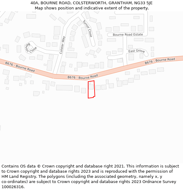 40A, BOURNE ROAD, COLSTERWORTH, GRANTHAM, NG33 5JE: Location map and indicative extent of plot