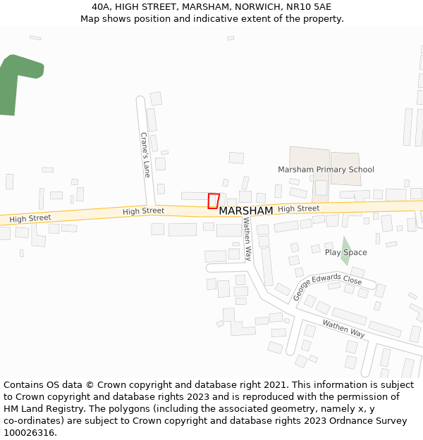 40A, HIGH STREET, MARSHAM, NORWICH, NR10 5AE: Location map and indicative extent of plot