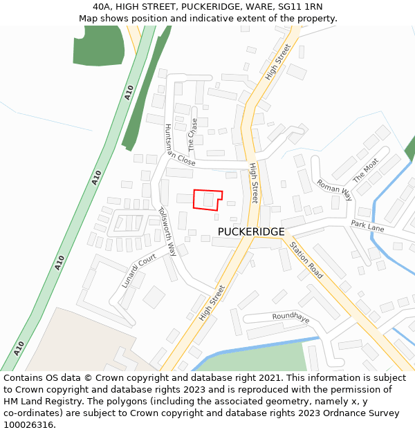 40A, HIGH STREET, PUCKERIDGE, WARE, SG11 1RN: Location map and indicative extent of plot