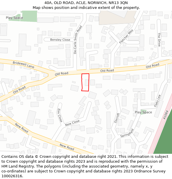 40A, OLD ROAD, ACLE, NORWICH, NR13 3QN: Location map and indicative extent of plot