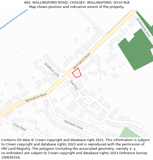 40A, WALLINGFORD ROAD, CHOLSEY, WALLINGFORD, OX10 9LB: Location map and indicative extent of plot