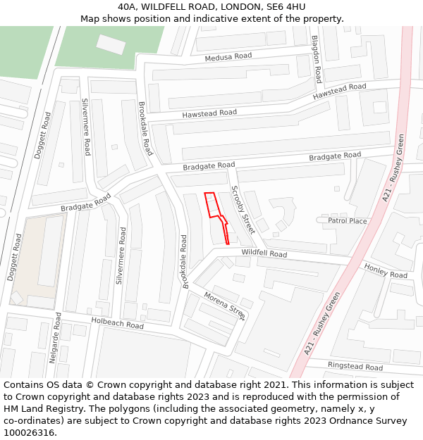 40A, WILDFELL ROAD, LONDON, SE6 4HU: Location map and indicative extent of plot