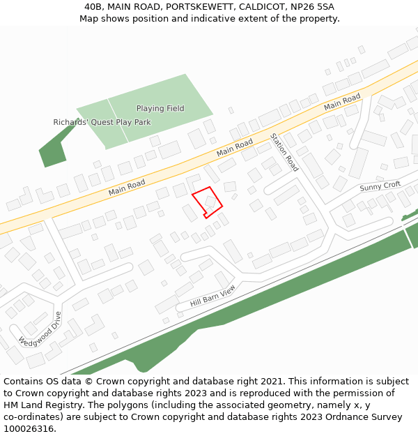 40B, MAIN ROAD, PORTSKEWETT, CALDICOT, NP26 5SA: Location map and indicative extent of plot