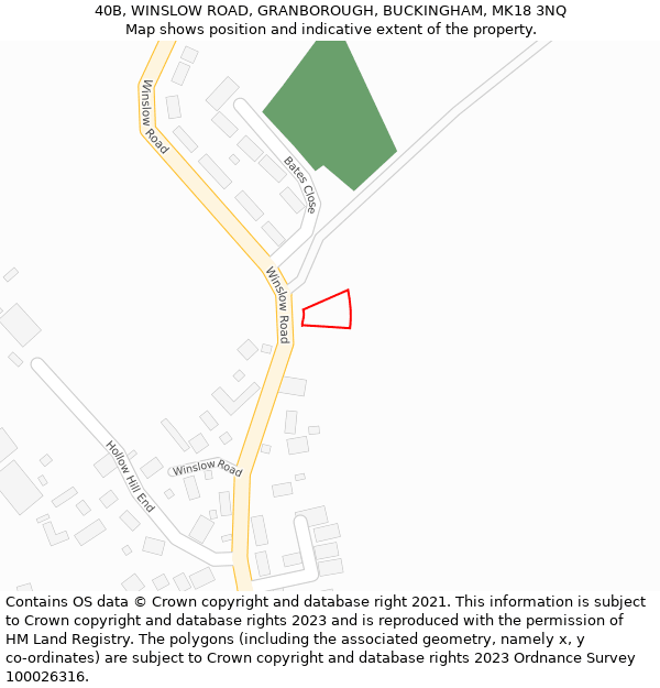 40B, WINSLOW ROAD, GRANBOROUGH, BUCKINGHAM, MK18 3NQ: Location map and indicative extent of plot