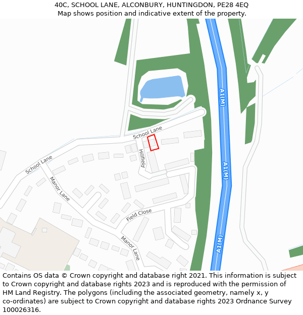 40C, SCHOOL LANE, ALCONBURY, HUNTINGDON, PE28 4EQ: Location map and indicative extent of plot