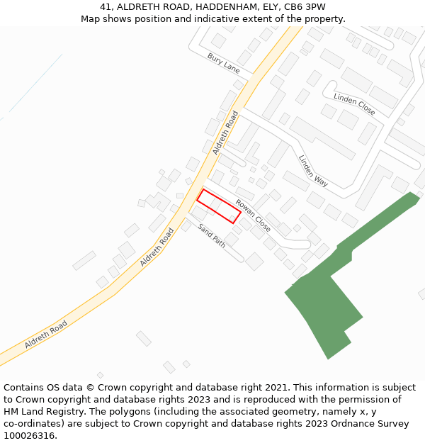 41, ALDRETH ROAD, HADDENHAM, ELY, CB6 3PW: Location map and indicative extent of plot