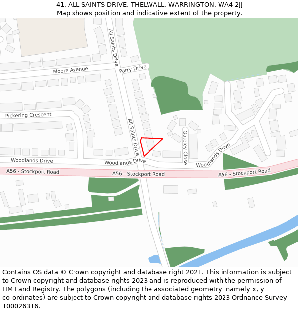 41, ALL SAINTS DRIVE, THELWALL, WARRINGTON, WA4 2JJ: Location map and indicative extent of plot