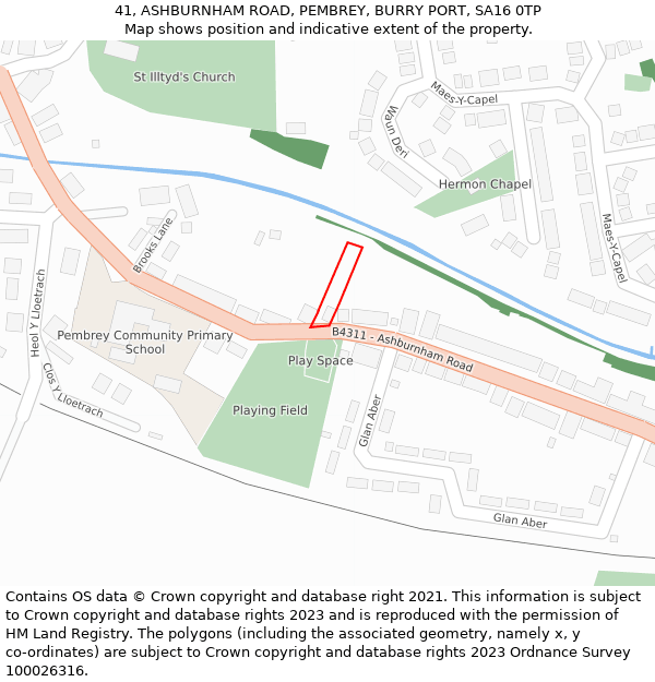 41, ASHBURNHAM ROAD, PEMBREY, BURRY PORT, SA16 0TP: Location map and indicative extent of plot