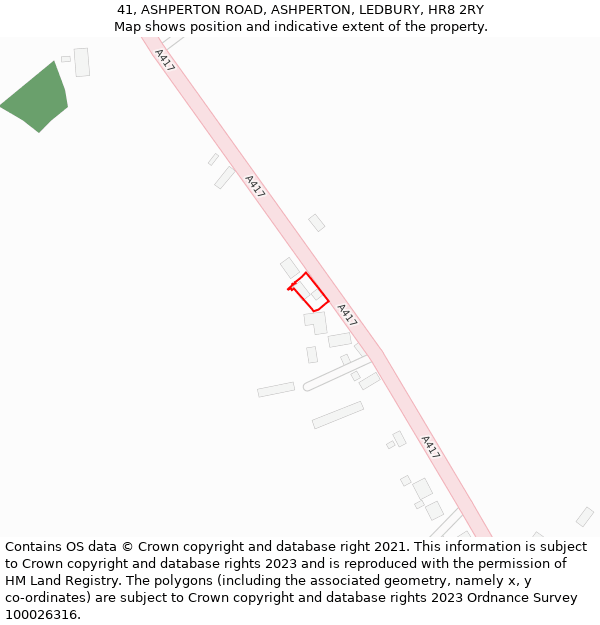 41, ASHPERTON ROAD, ASHPERTON, LEDBURY, HR8 2RY: Location map and indicative extent of plot