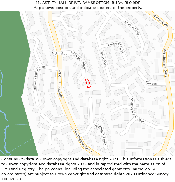 41, ASTLEY HALL DRIVE, RAMSBOTTOM, BURY, BL0 9DF: Location map and indicative extent of plot