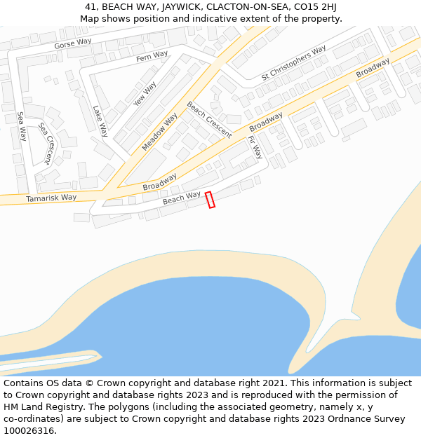 41, BEACH WAY, JAYWICK, CLACTON-ON-SEA, CO15 2HJ: Location map and indicative extent of plot