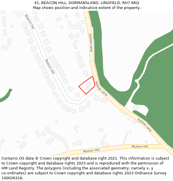 41, BEACON HILL, DORMANSLAND, LINGFIELD, RH7 6RQ: Location map and indicative extent of plot