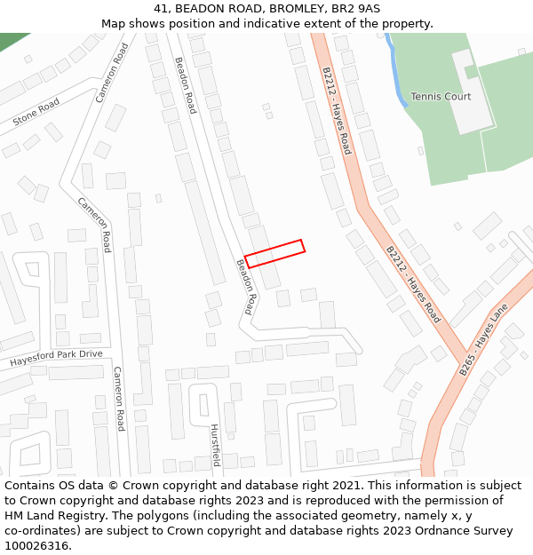 41, BEADON ROAD, BROMLEY, BR2 9AS: Location map and indicative extent of plot