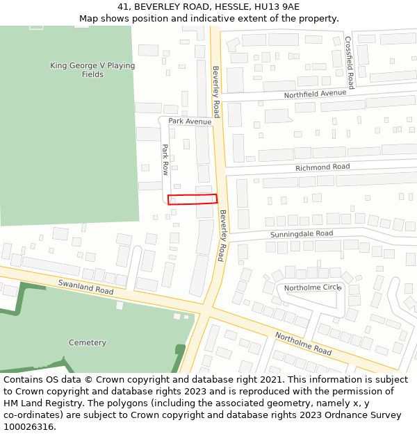 41, BEVERLEY ROAD, HESSLE, HU13 9AE: Location map and indicative extent of plot