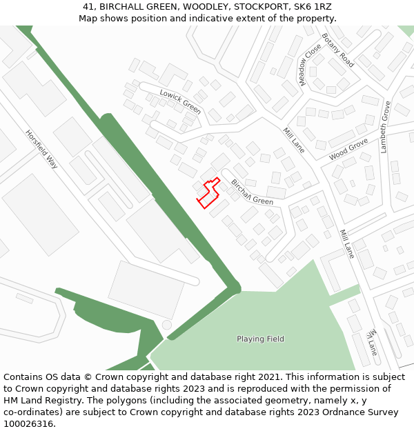 41, BIRCHALL GREEN, WOODLEY, STOCKPORT, SK6 1RZ: Location map and indicative extent of plot